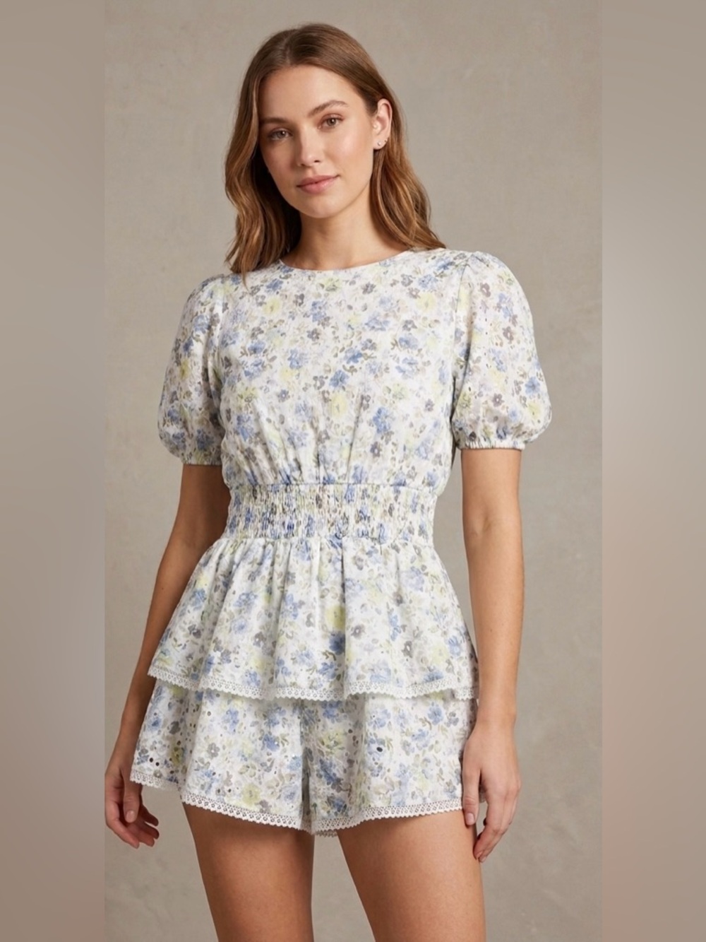 Revolve En Saison Tiered Floral dress & Romper with Open Tie-Back – Size M
